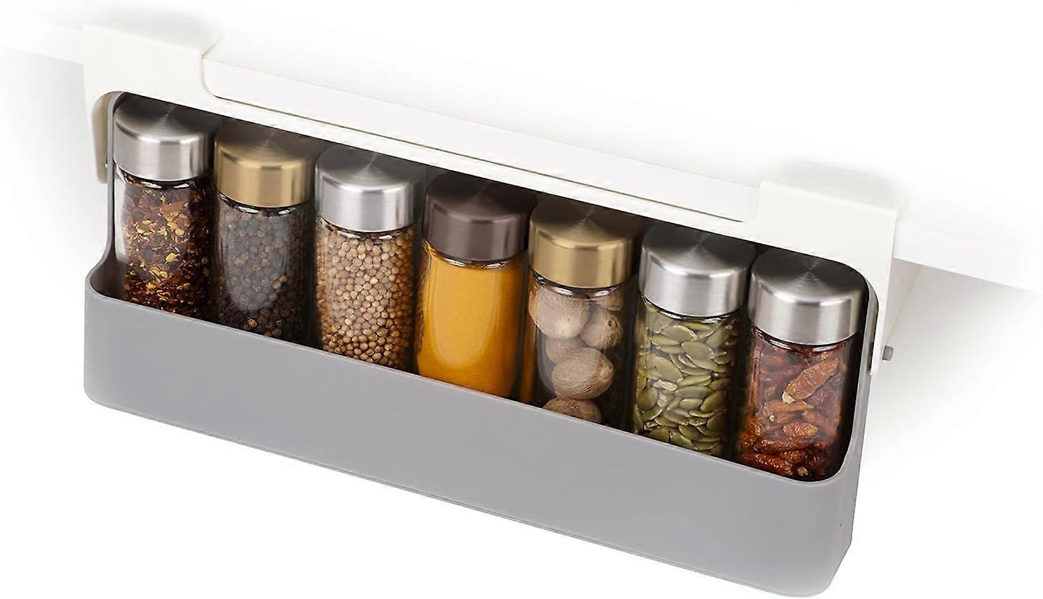 CupboardStore in cabinet, kitchen storage under shelf spice rack, organizer Gray