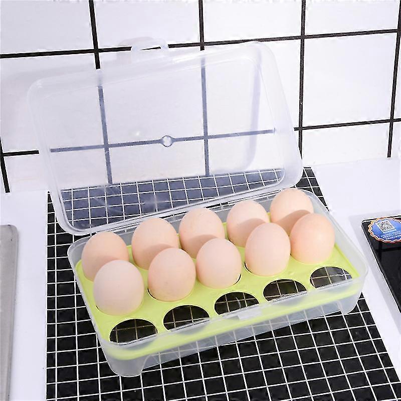 Egg Storage Box Plastic Egg Holder Airtight Egg Case Egg Dispenser Container For 15 Eggs Storage With Lid