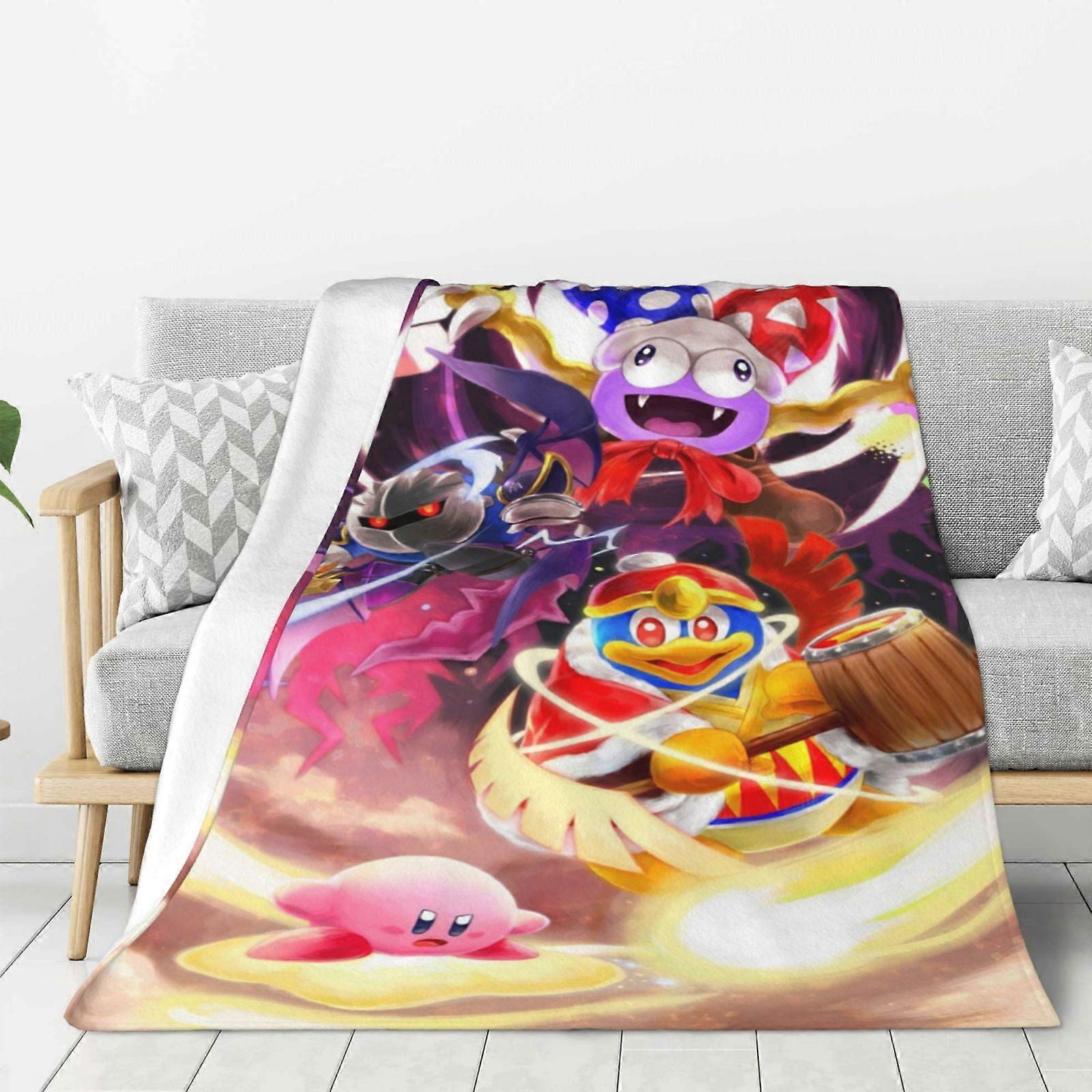Kirby Flannel Blanket 3d Printing Anime Throw Blanket Unisex Super Soft Plush Blanket For Bedding Sofa 40"X30"-KDE34815
