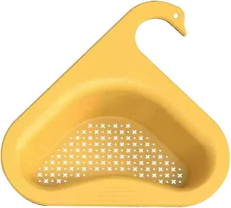 Triangular Sink Drainer Basket, Multifunctional Hanging Kitchen Drainer Basket, Yellow