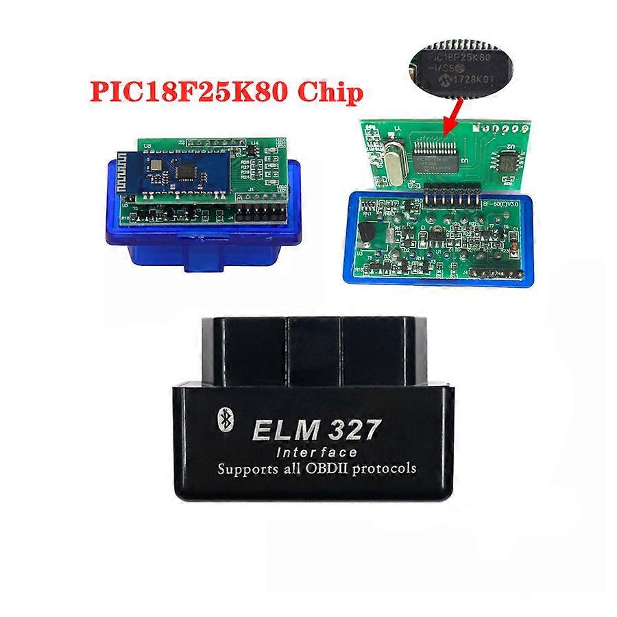 Best Quality Bluetooth 2PCB ELM327 V1.5 PIC18F25K80 Chip Car OBD2 Interface Code Reader Works on Android Scan Tool