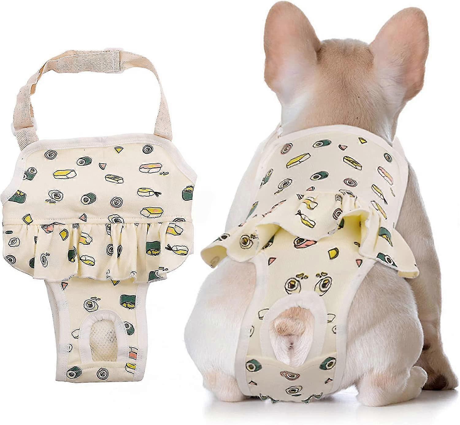 サスペンダー付き犬衛生ブリーフ、男性と女性の犬調節可能なペットブリーフおむつ、フレンチブルドッグ生理パンツコットンジャンプスーツBri