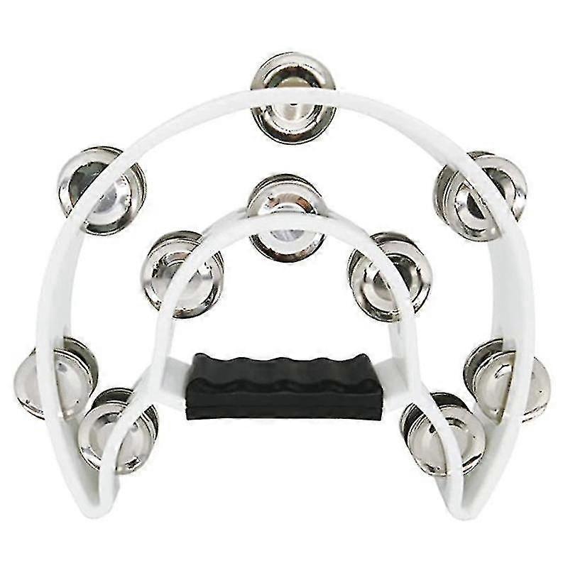 Tambourin à percussion à main, tambourin à double rangée en métal, blanc