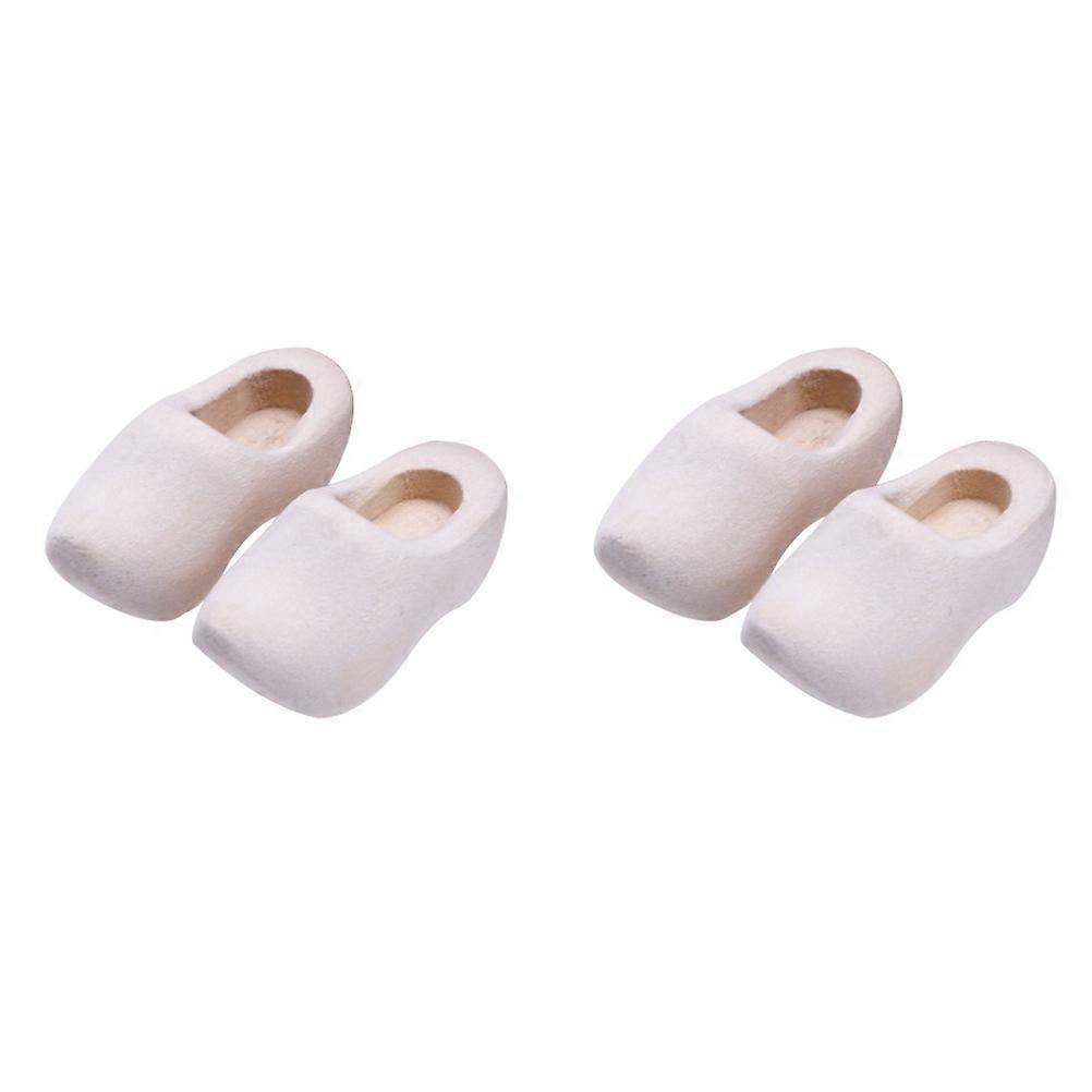 4pcs Mini Wooden Shoes Miniature Wooden Shoes Blank Wooden Shoes Mini House Decor