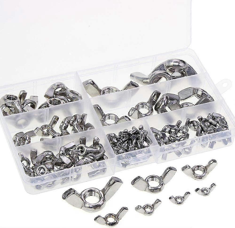 Wing Nut, Stainless Steel Metric Thread M8 Thumb Nut Wing Nut M3 M4 M5 M6 M8 M10 M12 Wing Nut Assortment Kit for DIY Tools 100 Pieces