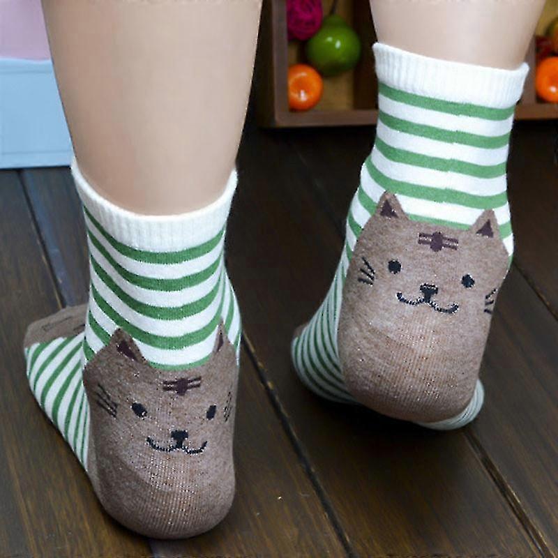 Nouvel An Nouveau Vous 3d Animaux Rayé Bande Dessinée Chaussettes Femmes Chat Empreintes De Coton Chaussettes Sol Gn Cadeaux Pour La Famille