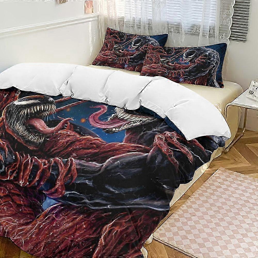 Lençóis Venom Conjuntos de Edredom, Conjunto de Cama de 3 Peças Conjunto de Cama Macio e Quente com 1 Capa de Edredom e 2 Fronhas para Quarto Todas as Estações