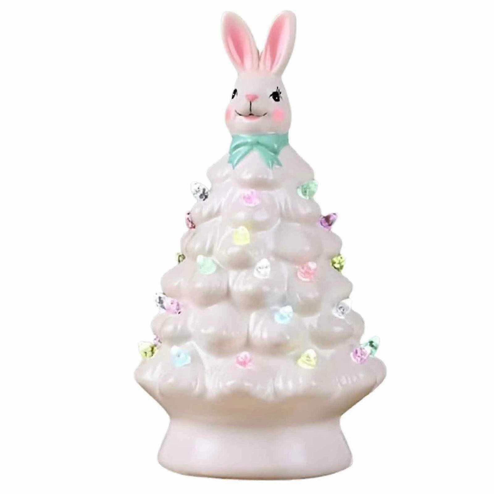 Large Garden Gnomes For Outside Pink Bunny Tree Easter Decorations For Indoor Spring Home Bedroom Office Decor Tabletop
