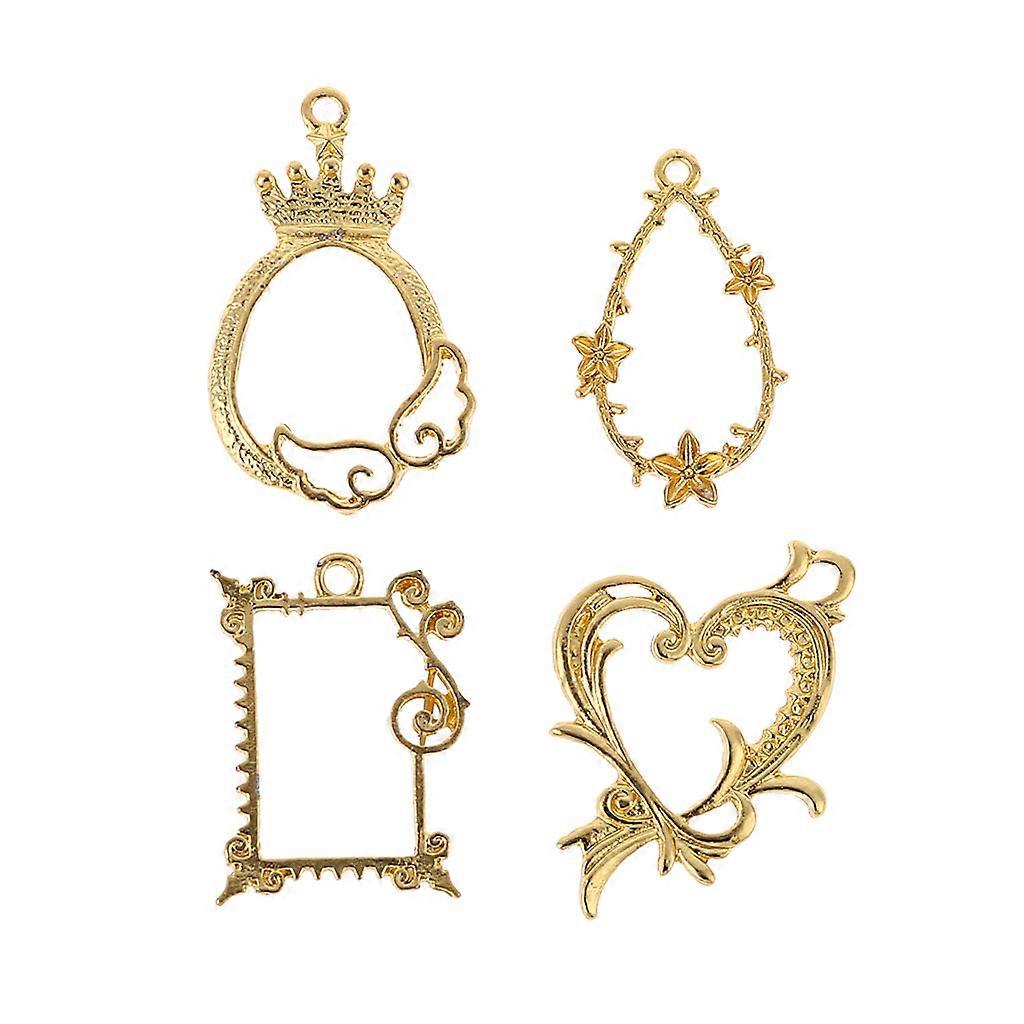 Mini Frame Gold Color Charm Bezel Setting Cabochon Setting UV Resin Charm