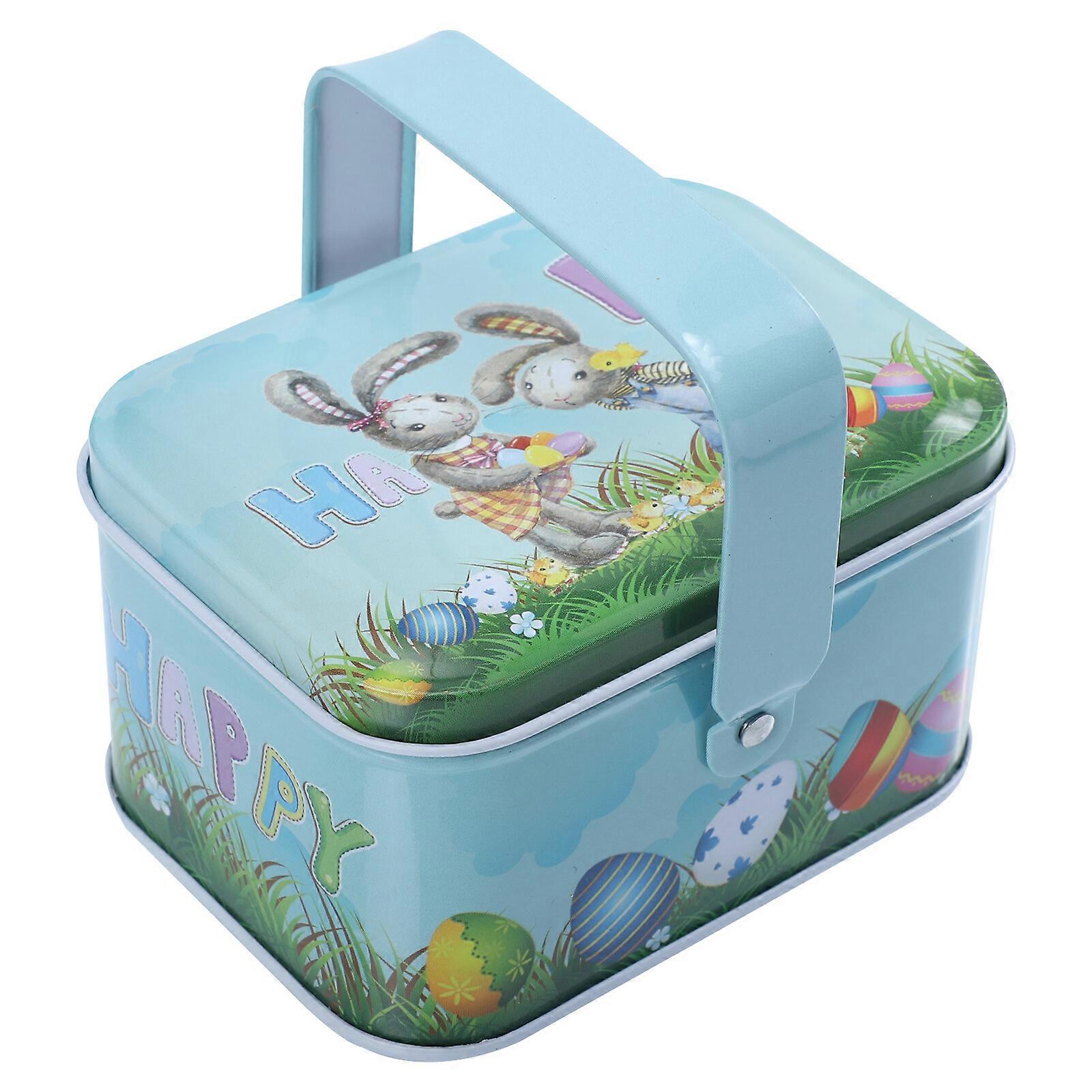 2Pcs Easter Candy Boxes Cookie Storage Box Gift Packing Boxes Tinplate Boxes