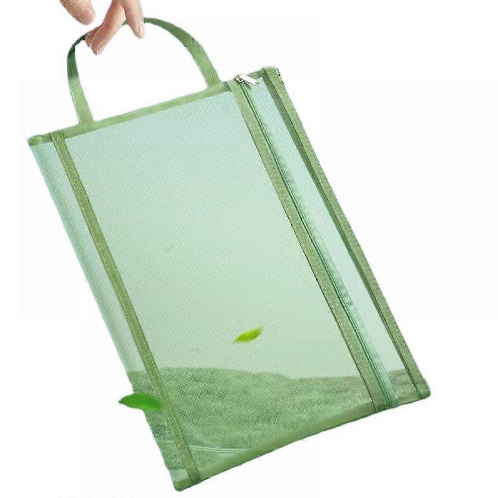 Nylon File Bag, A 4-Mesh Zipper Removal File Processing Bag Name Tag For Office Business, (Green)