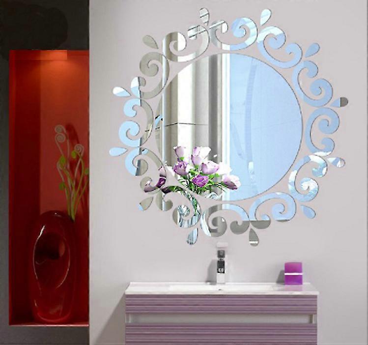 3d Acrylic Cosmetic Mirror Bathroom Makeup Mirror Round Decorative Mirror