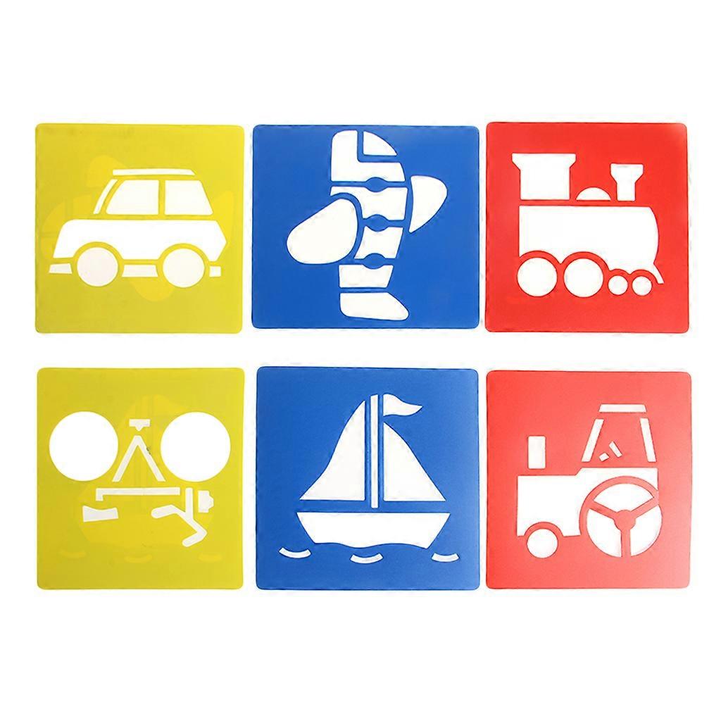 Plastic Art Brain Training Preschool Transport Shape Template Stencil Kit