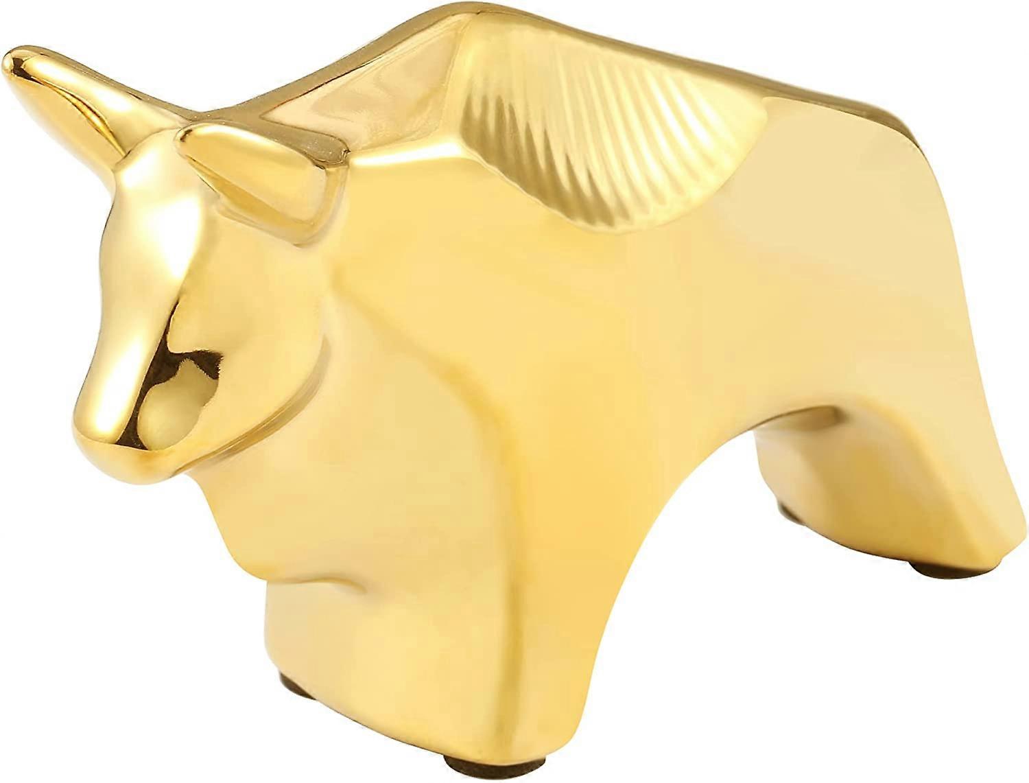 Piccolo bestiame d'oro Decor, Animali Statua Accenti, Carino Home Decor, Stile Moderno Ceramica Ornamenti Decorativi per Soggiorno, Camera Da Letto, Studio, Scaffale, T