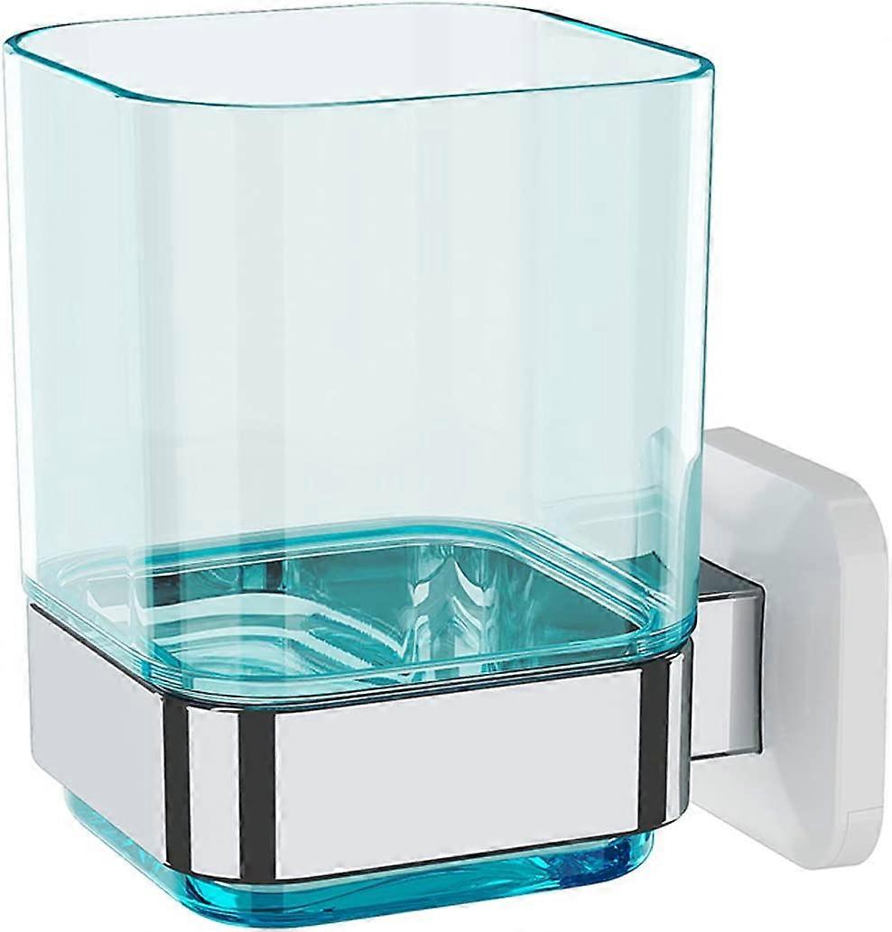 Wall-Mounted Toothbrush Holder Blue+Chrome 3.93"X3.93"X2.97"