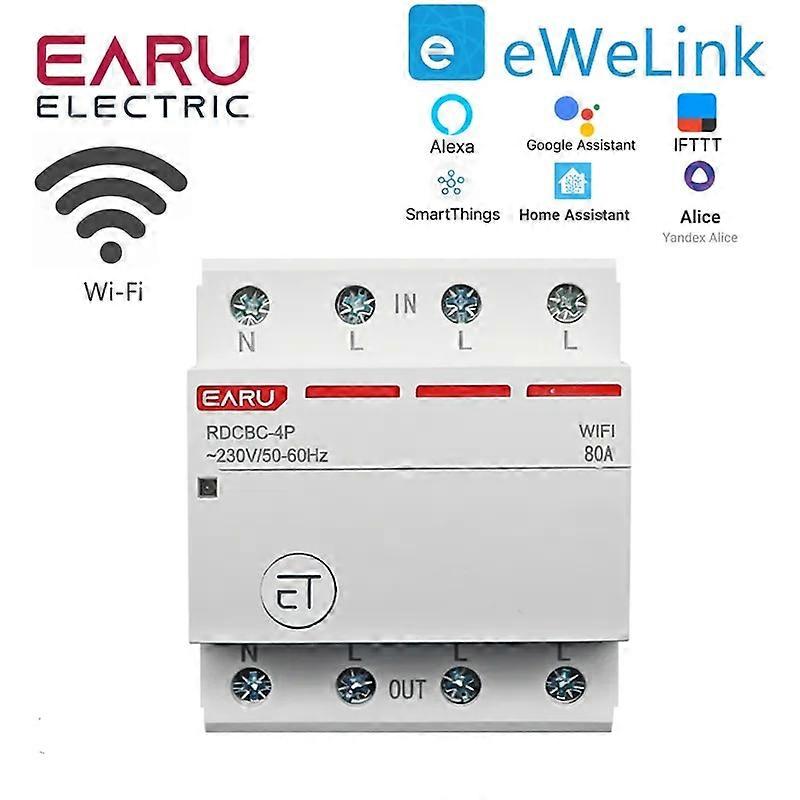 Three Phase WIFI Circuit Breaker Smart Time Timer Relay Switch Voice Remote Control by eWelink App Smart House Alexa Google Home