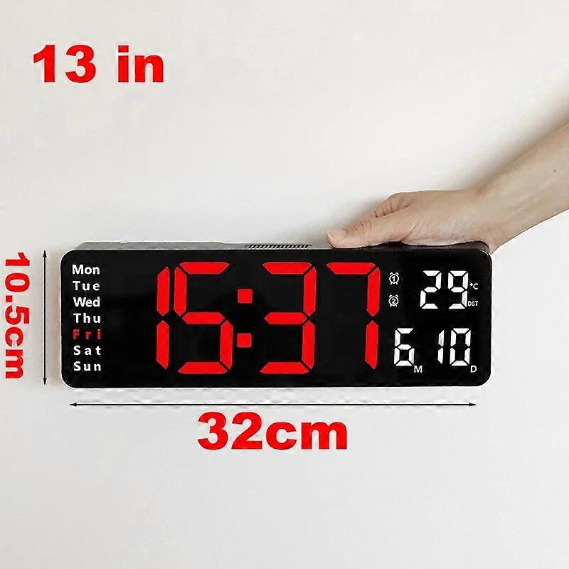 Large Digital Wall Clock Nordic Wall-mounted Remote Control Large Display Alarm Wall Clock LED Temperature Date Electronic Clock