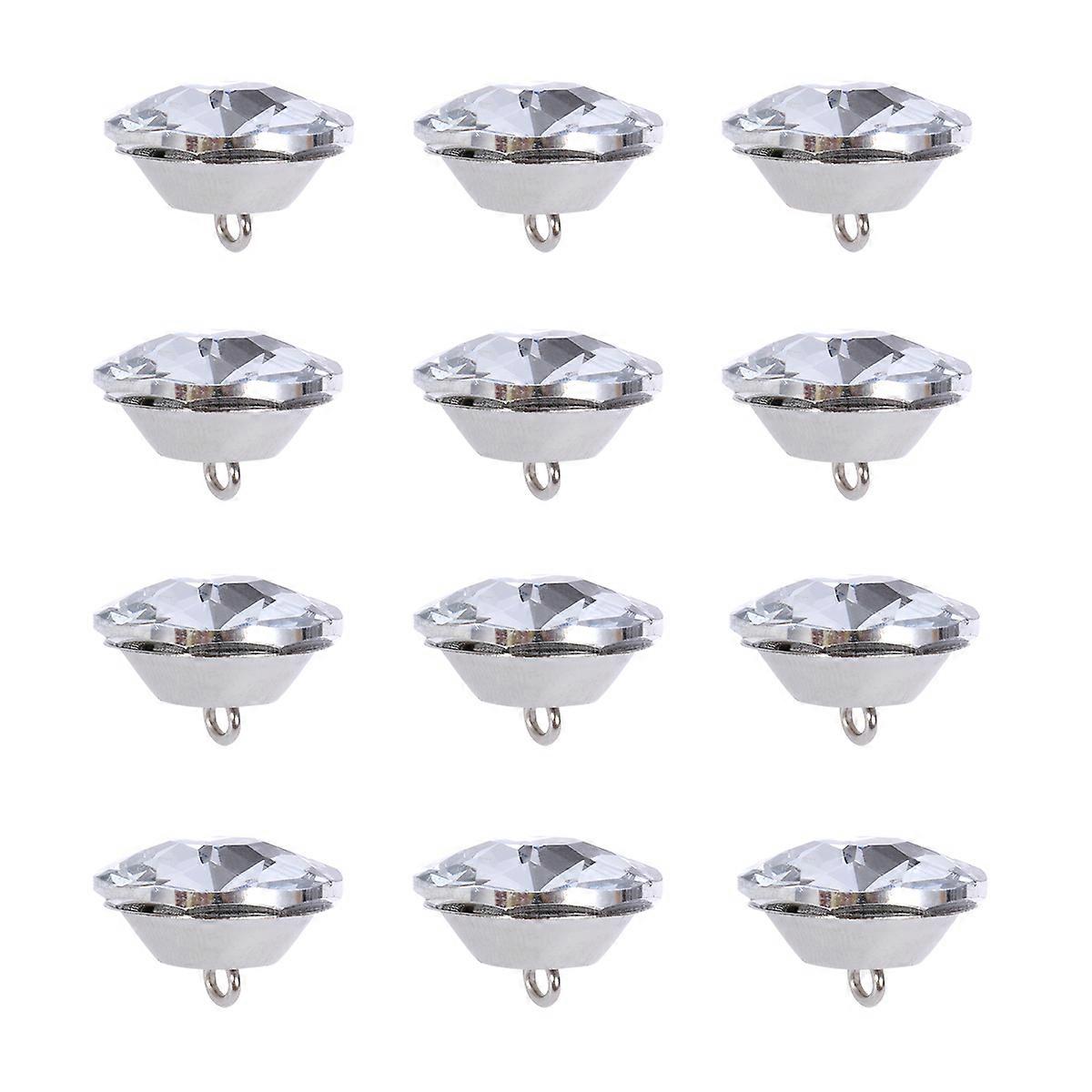20Pcs 25mm Rhinestone Crystal Buttons with Metal Loop Round Buttons for Sewing Sofa Upholstery Button DIY Crafts Decoration