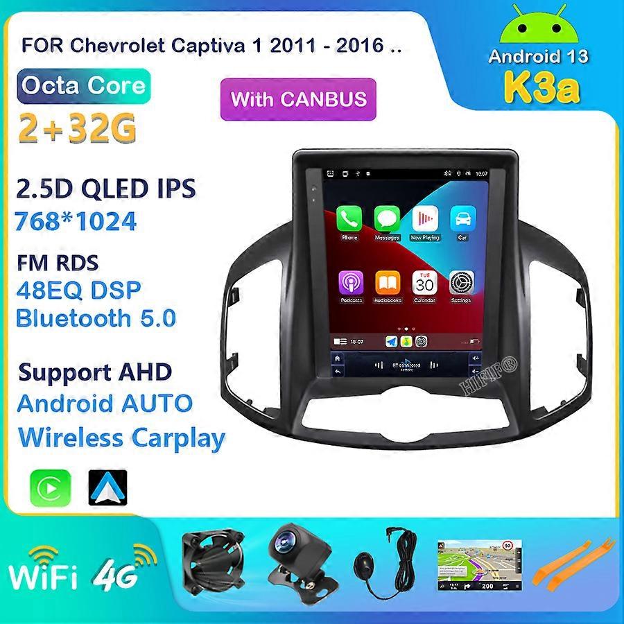 Android 13 for Chevrolet Captiva 2012-2017 Car Radio Tesla Style 10.4 Inch Screen Multimedia Player Autoradio No 2 Din