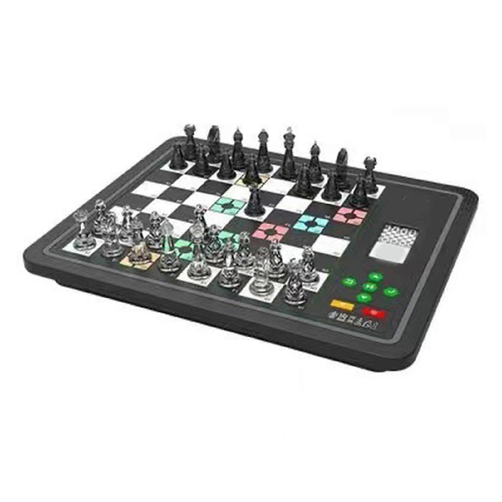 Electronic Chess Set with AI Opponent 3 Gaming Modes Portable Magnetic Computer Chess Board Game for Kids Adults Beginners Black