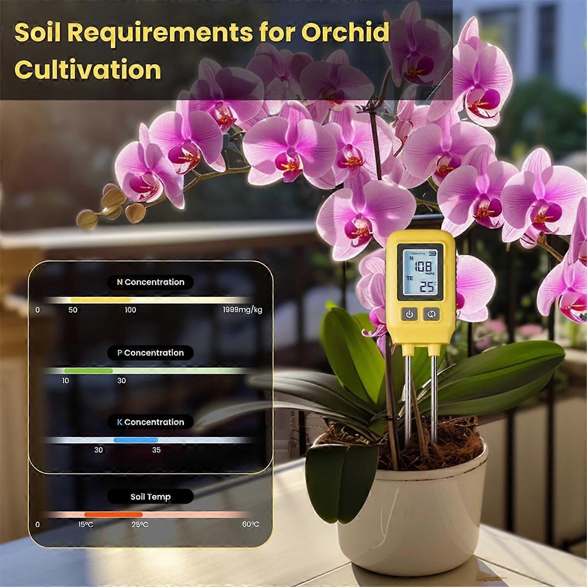 Soil N,P,K Temperature Sensor Nitrogen Phosphorus Potassium Detector Nutrient Fertility Meter Tester Garden Farm