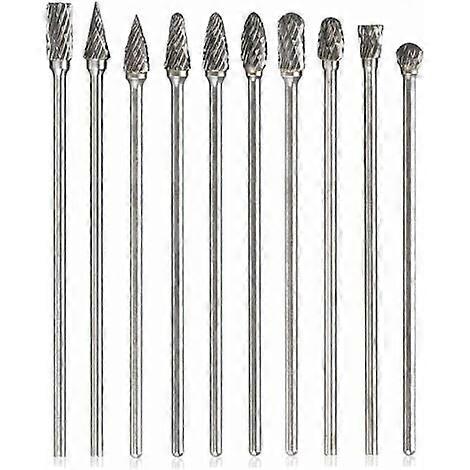 10 PCS Tungsten Carbide Rotary File Long Reach Double Cut Long Rotary File with 3mm Shank File Twist Drill Polishing Tool Accessories