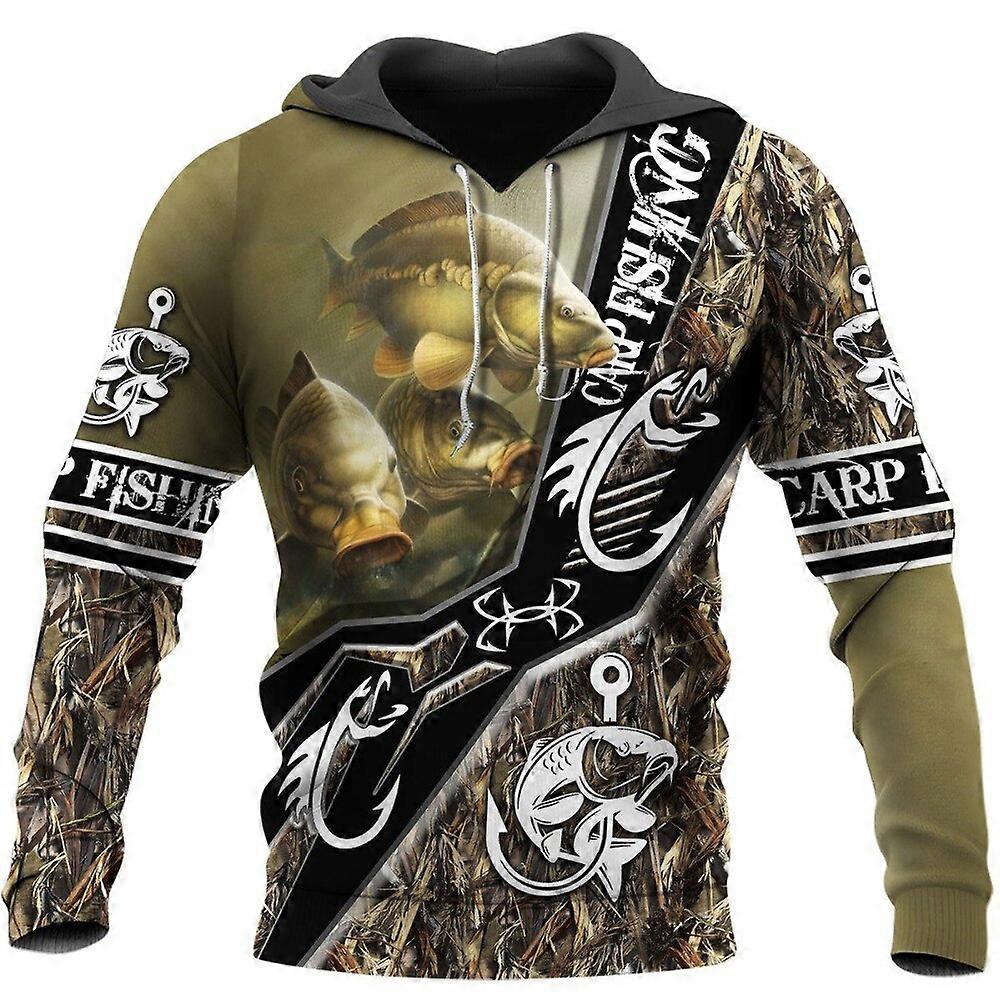 Outdoor Go Fishing Clothing Fashion  Animal Print Hoodies For Men Autumn Field Hunting Camouflage Sweatshirts Oversized Pullover
