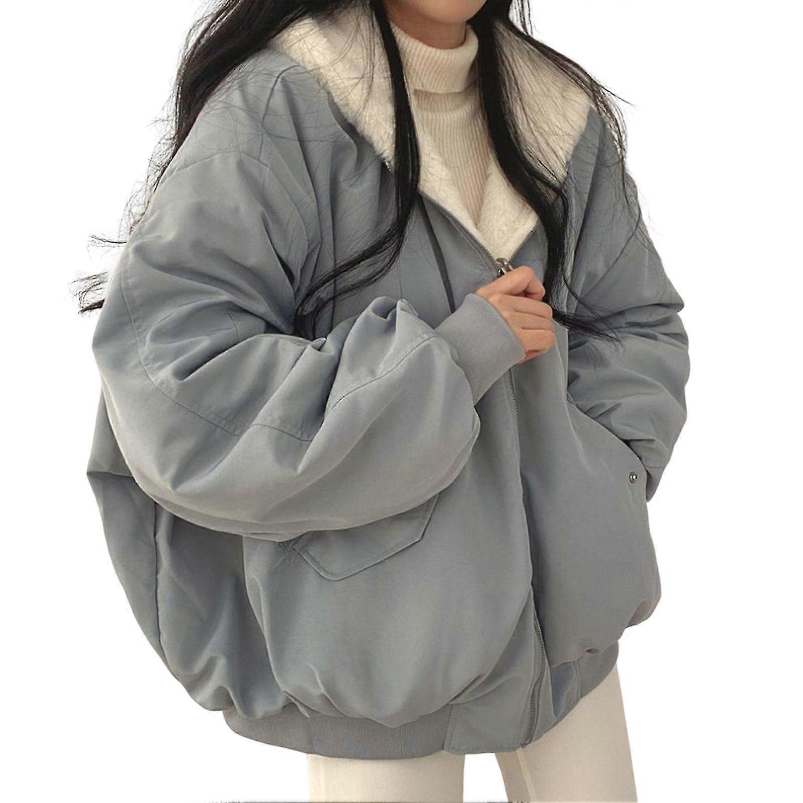 Women's Double Sided Jacket Solid Color Zipper Closure Warm Jacket For Women Winter Daily Wear