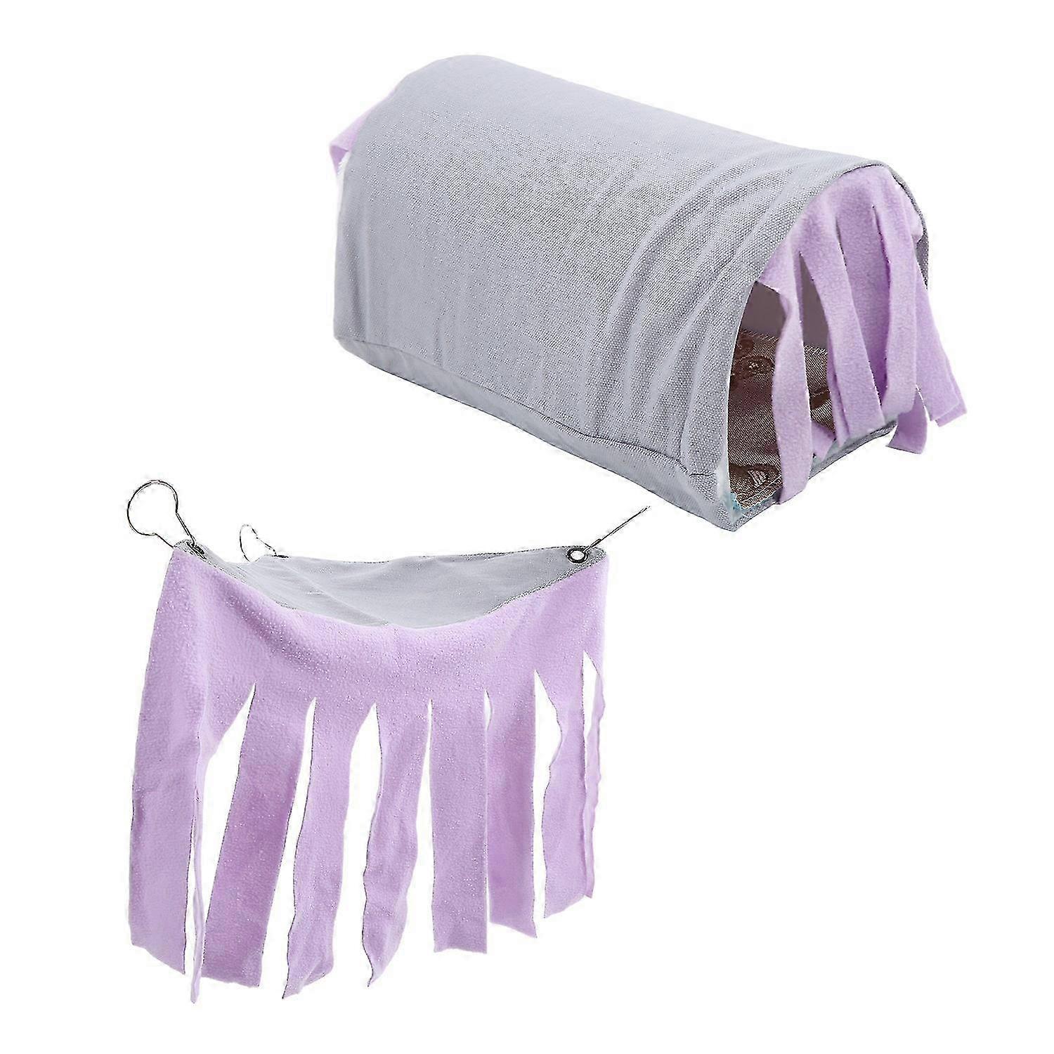 Pet Tunnel House Removable Small Animal Hideout Playing Tube with Hammock Tassel Curtains for Hamste