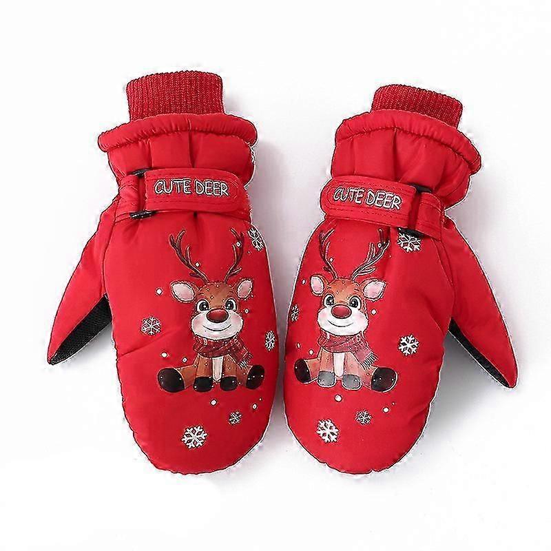 Winter Children's Plush Thickened Cartoon Gloves  (red) S code
