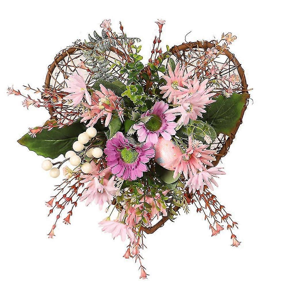 Easter Wreath Decorative Love Shape Garland Home Artificial Flower