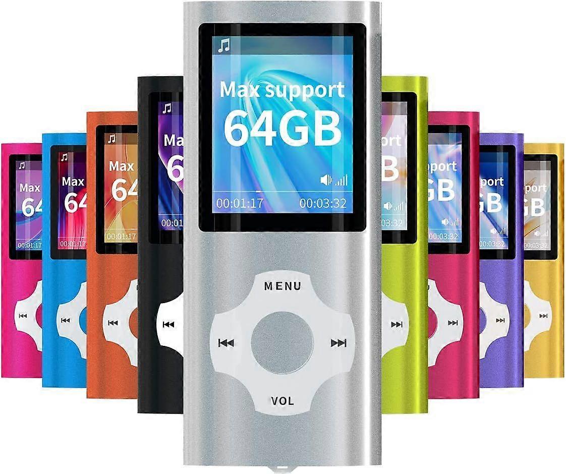SBSGV MP3/MP4 Portable Player,1.8 Inch LCD Screen,Max Support 64GB,Silver