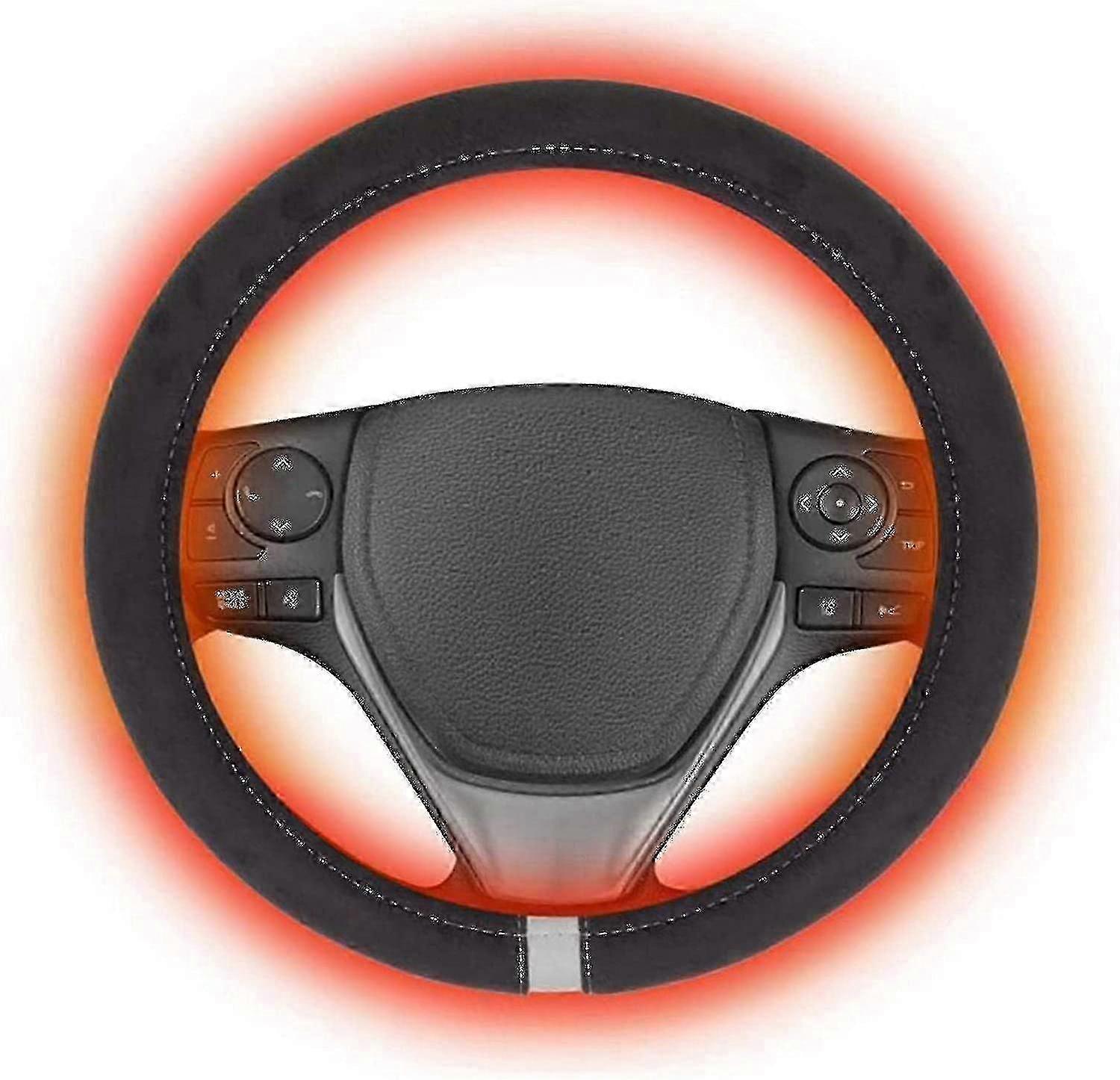 12v加熱ステアリングホイールカバーもつれ0デザインカーヒーターハンドウォーマー15インチK