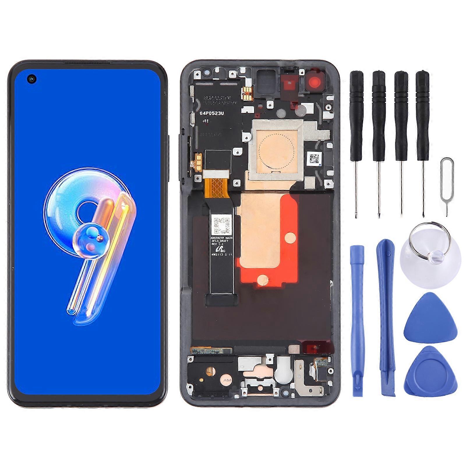 For Asus Zenfone 9 9Z AI2202 COMPATIBLE LCD Screen Digitizer Full Assembly with Frame (Black)