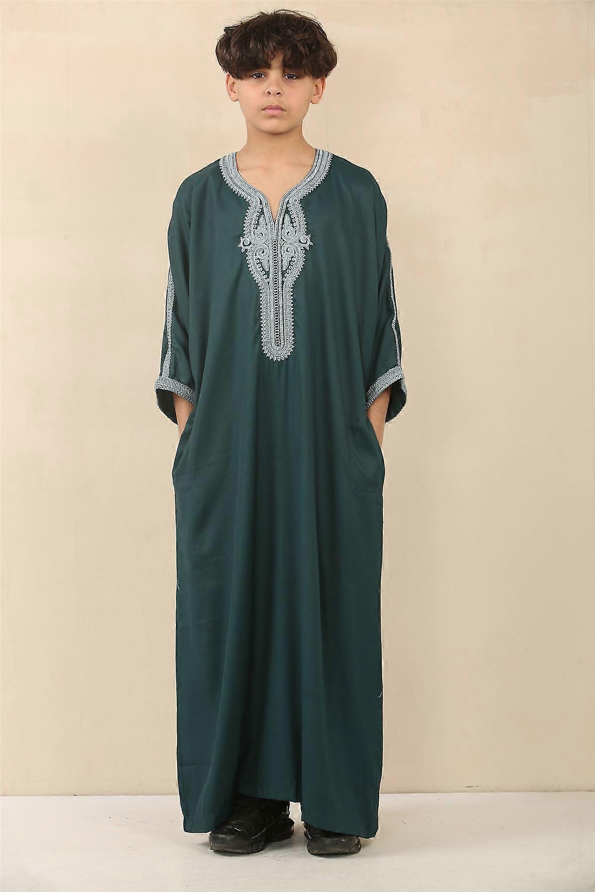 Enfant Garçons Vert Qamis Marocain Jubba Robe Eid Djellaba Gandoura