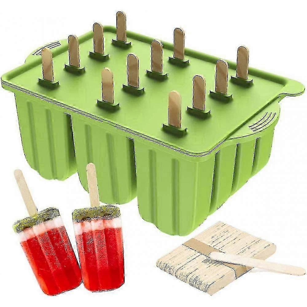 Moules à popsicle en silicone réutilisables sans BPA avec 50 bâtonnets en bois (vert) HOH