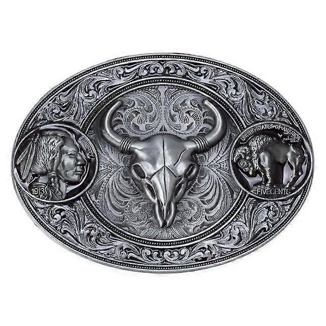 Boucle à tête de taureau sans ceinture de style européen et américain boucle lisse grande boucle en métal