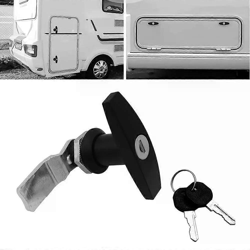 Rear Fixing T Handle Lock Zinc Alloy Tool Box Garage Door T Lock with Keys Industrial Cabinet Lock for Trailer Caravan