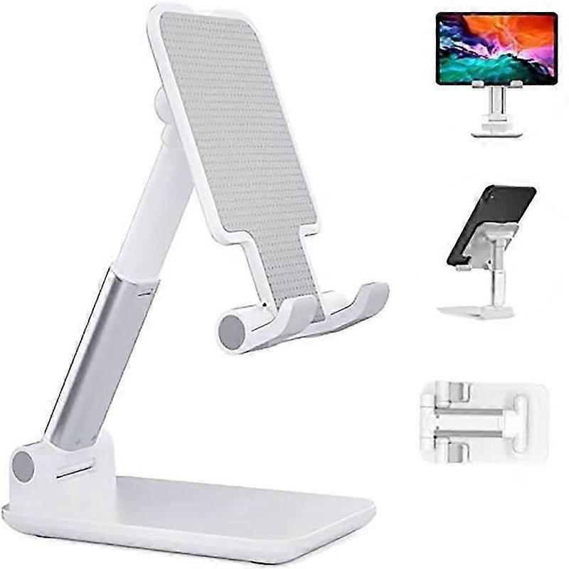 Foldable Smartphone and Tablet Holder Stand Multi-Angle Adjustable with Extendable Arm for iPhone 11 iPad Huawei White