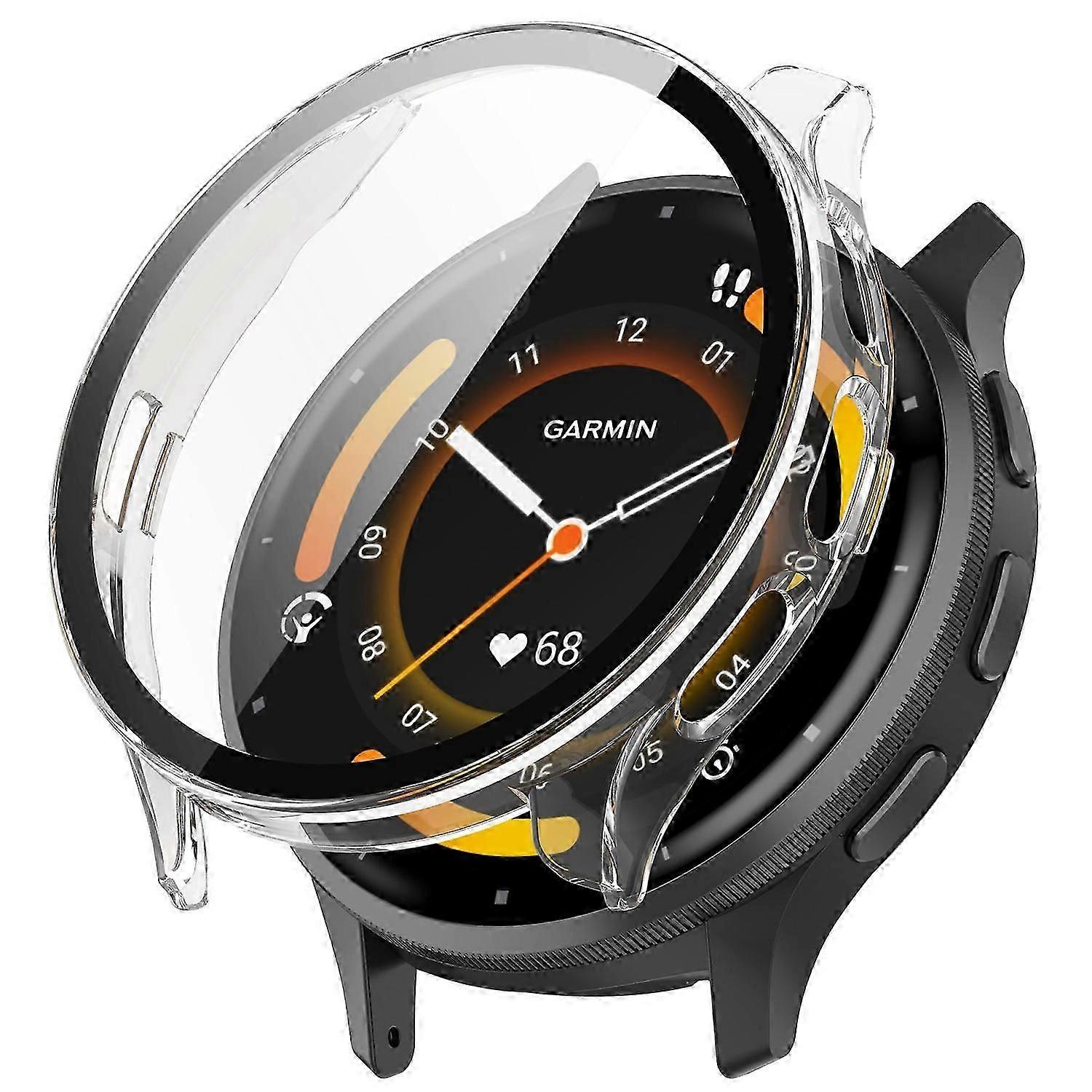For Venu 3s Coverage Pc Watch Case Clear Cover With Tempered Glass Screen Protector Transparent White Multicolor