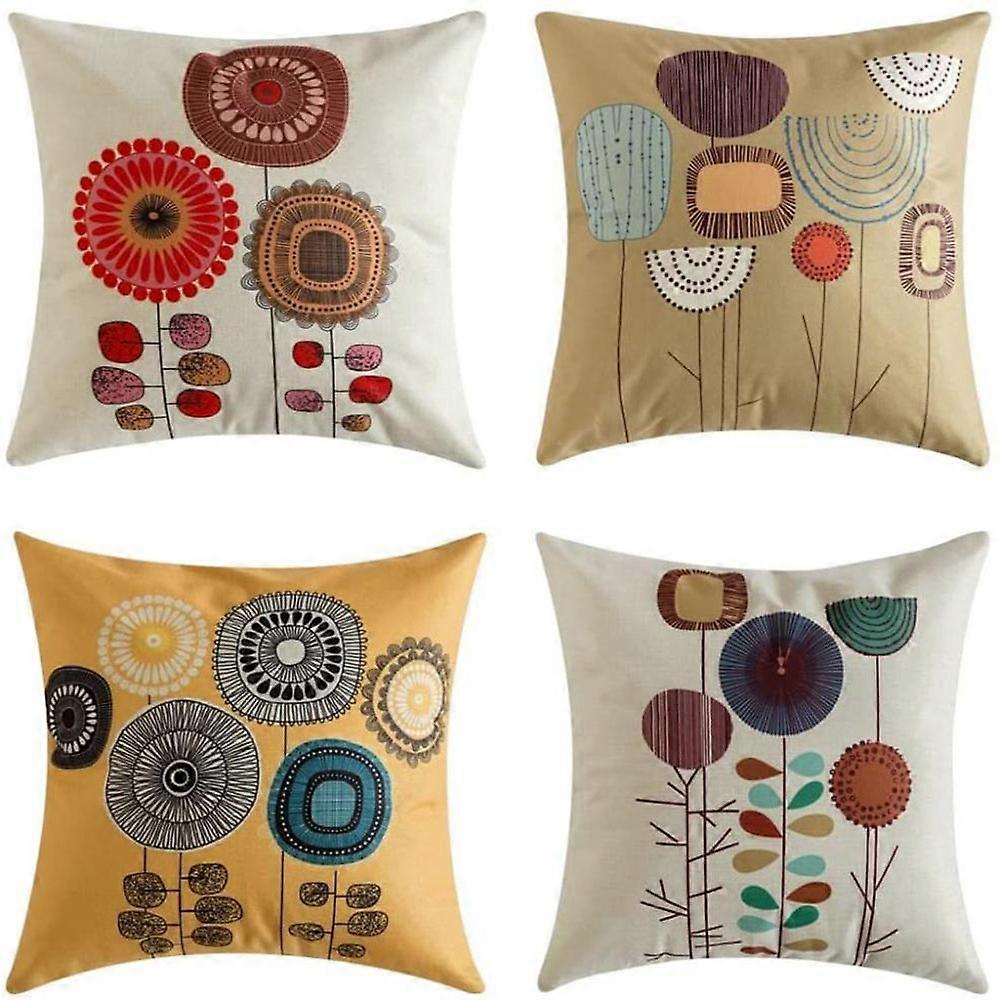 Decorative Throw Pillow Cases, Linen Fabric Modern Embroidered Pillows, Polyester Fabric for Couch Sofa, Beautiful Pattern for Living Room, Hidden