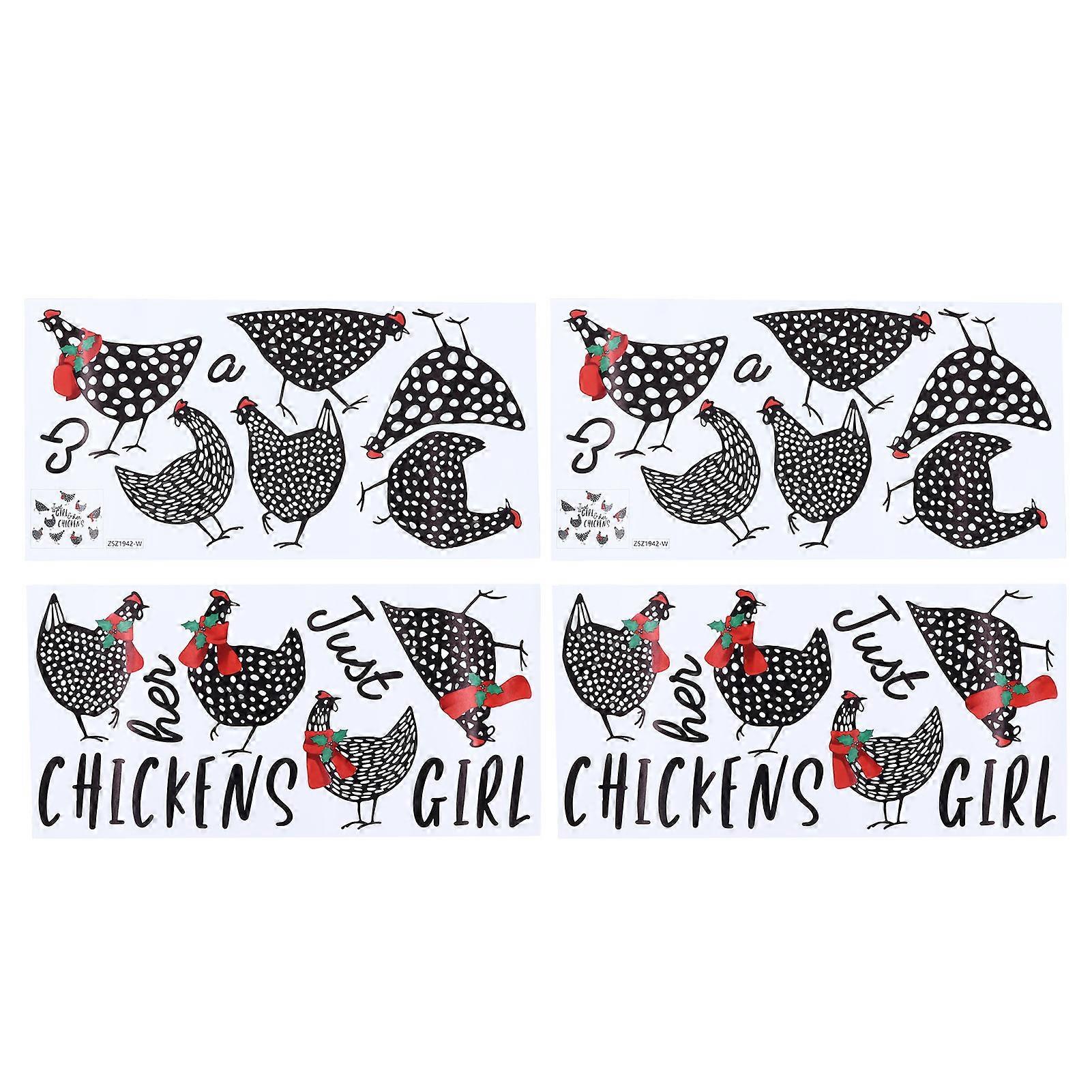 4pcs Kitchen Wall Stick 60x30cm Chicken Shape Creativity Simple Removable Decorative Wall Stickers