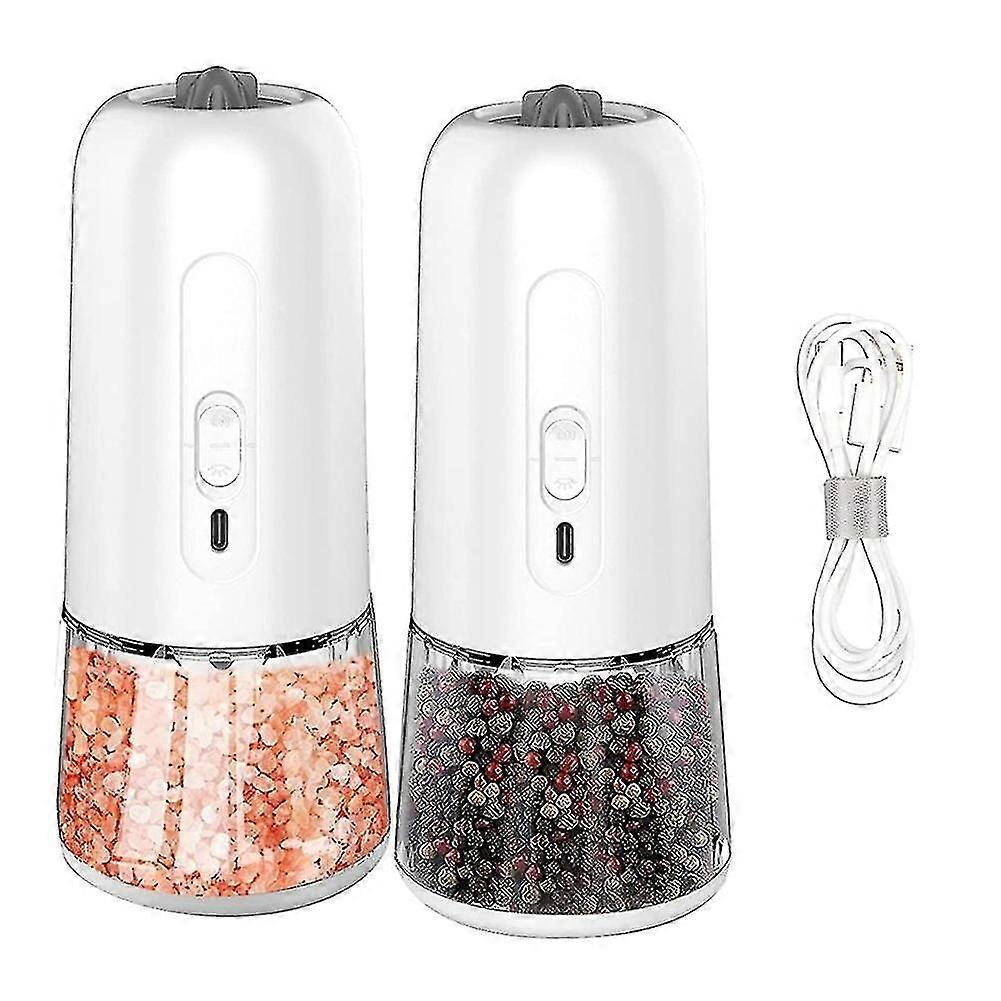 2pcs Usb Rechargeable Electric Salt And Pepper Grinder Set, Gravity Pepper Mills,adjustable Coarsen