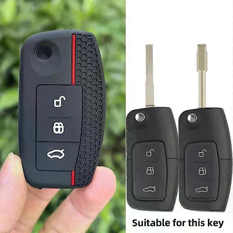 Silicone Car Key Cases Cover Fob compatible for compatible for d Fiesta Focus 2 C-Max Ecosport S-Max Fusion Mondeo Remote Control Case Keychain