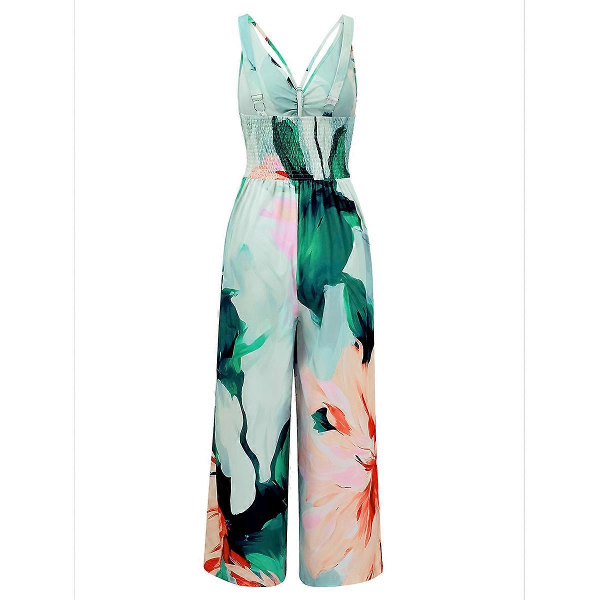 Printed Wide-Leg Jumpsuit Orange XL