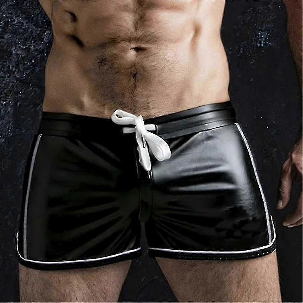 PU Leather Drawstring Shorts for Men Ideal for Gym & Running