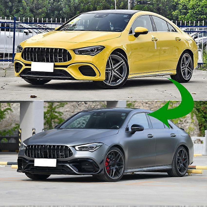Front Bumper Spoiler for CLA45 C118 2020 2021 Glossy Black Bumper Spoilers Fog Lights Decorative Cov