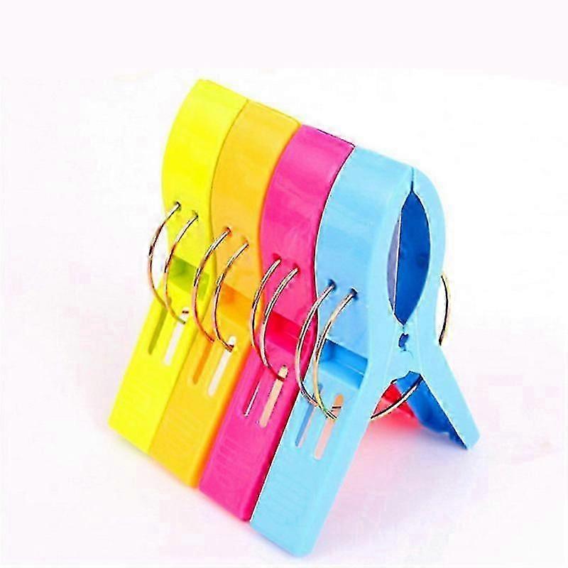 Big Size Plastic Hanging Clips Set, Beach Towel Clamps For Sunbeds Sun Loungers Pool Chairs Laundry Prevent Blowing Clothes Pegs Away,1set4pcsmixed Co