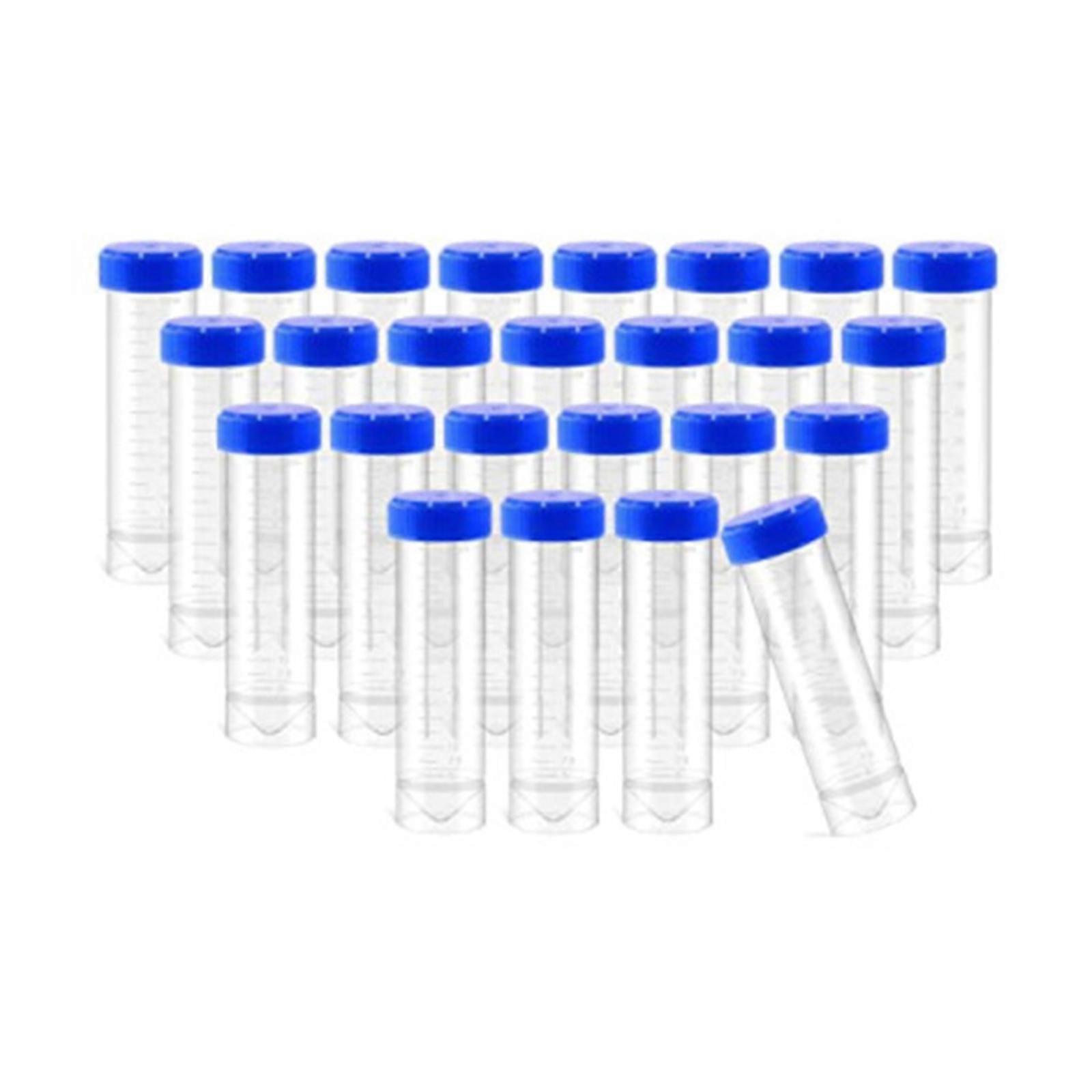 25Pcs 50ml Graduated Centrifuge Tubes with Screw Caps and Tubes Holders, Round/Flat/Conical Tubes with Write Marks