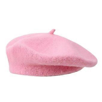 Retro Uld Barets Hat Fransk Artist Hat Damer Piger Almindelig Kasket pink
